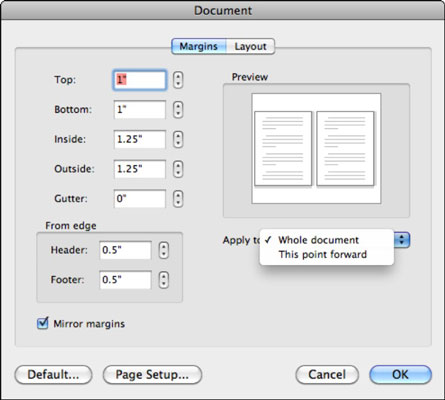 word for mac change default layout